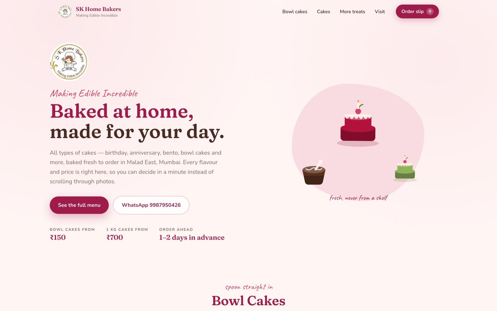 The SK Home Bakers website